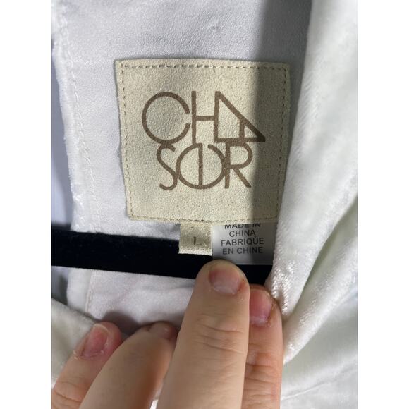 Chaser, Size Large, Blue & White Ombre Crushed Velvet Dress, Silk Blend, Boho - Picture 3 of 6